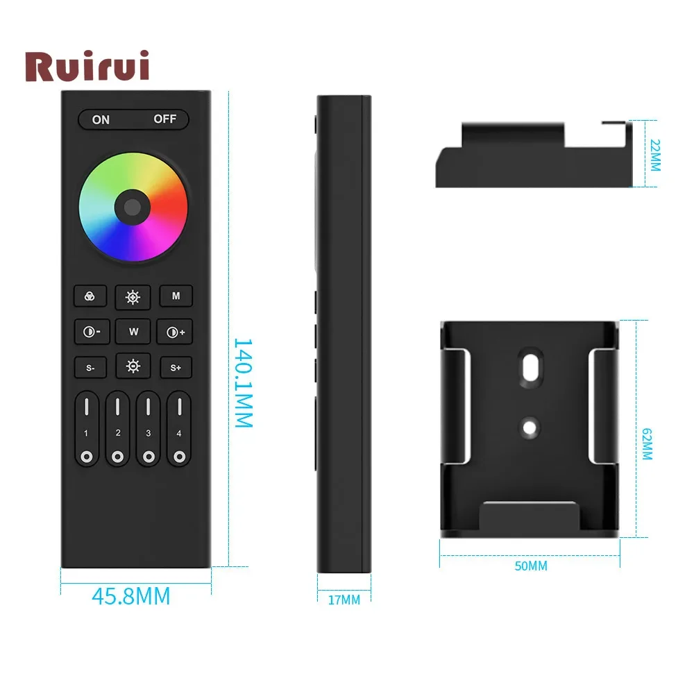 Contrôleur LED 2.4GHz RF RGB RGBWW CCT 4-Zone Gradateur À Distance Pour C01-05RF C01-05W C01-05Z WB5