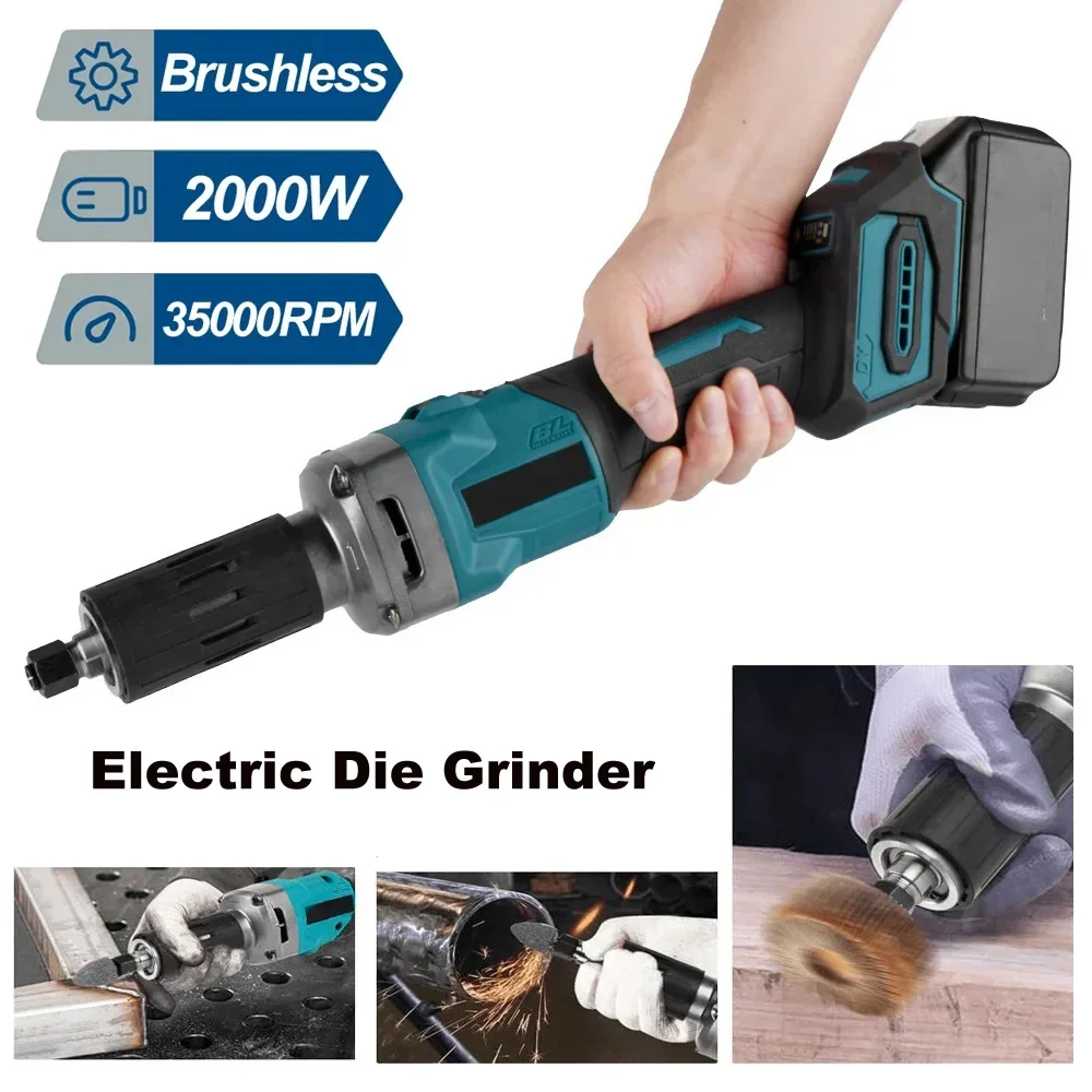 35000rpm Grinder Tools 6mm Brushless Electric Die Grinder Engraving Grinding Machine Power Tool Variable Speed fit for Makita 18