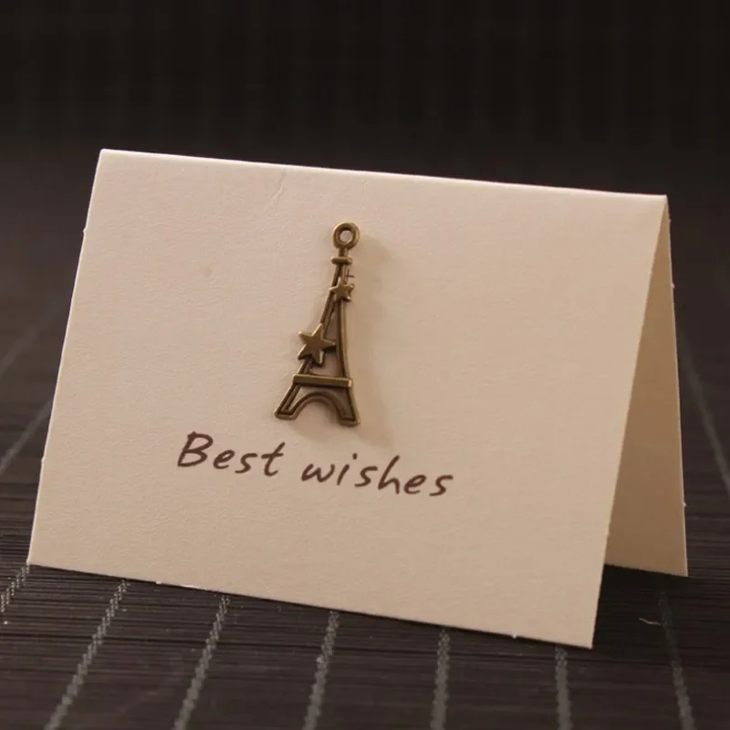 10pcs White Wedding Invitation  Greeting Card Metal Retro Building Animal Message Mini Birthday Bouquet Gift Blessing Envelope