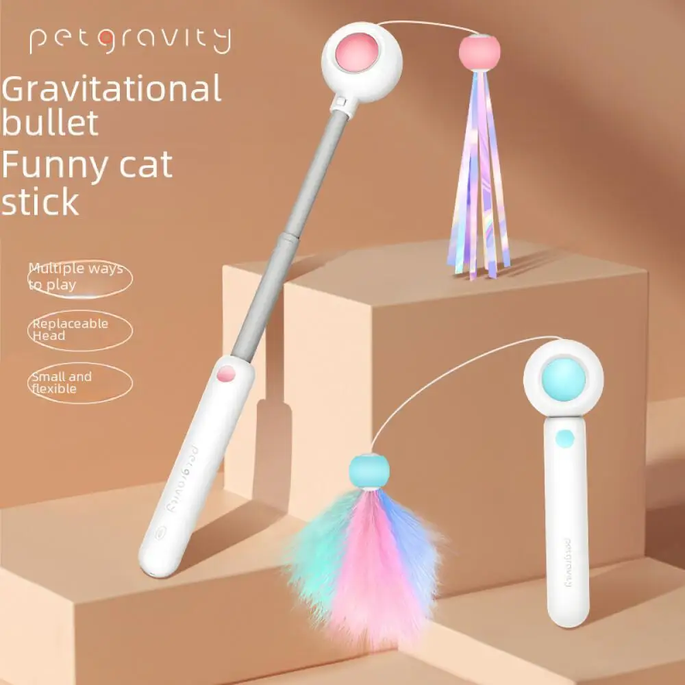 Gravity Amusing Cat Wand Feline Self-Entertaining Fairy Feather Bell Refill Catnip Kitten Pet Accessories Toy Wholesale Price