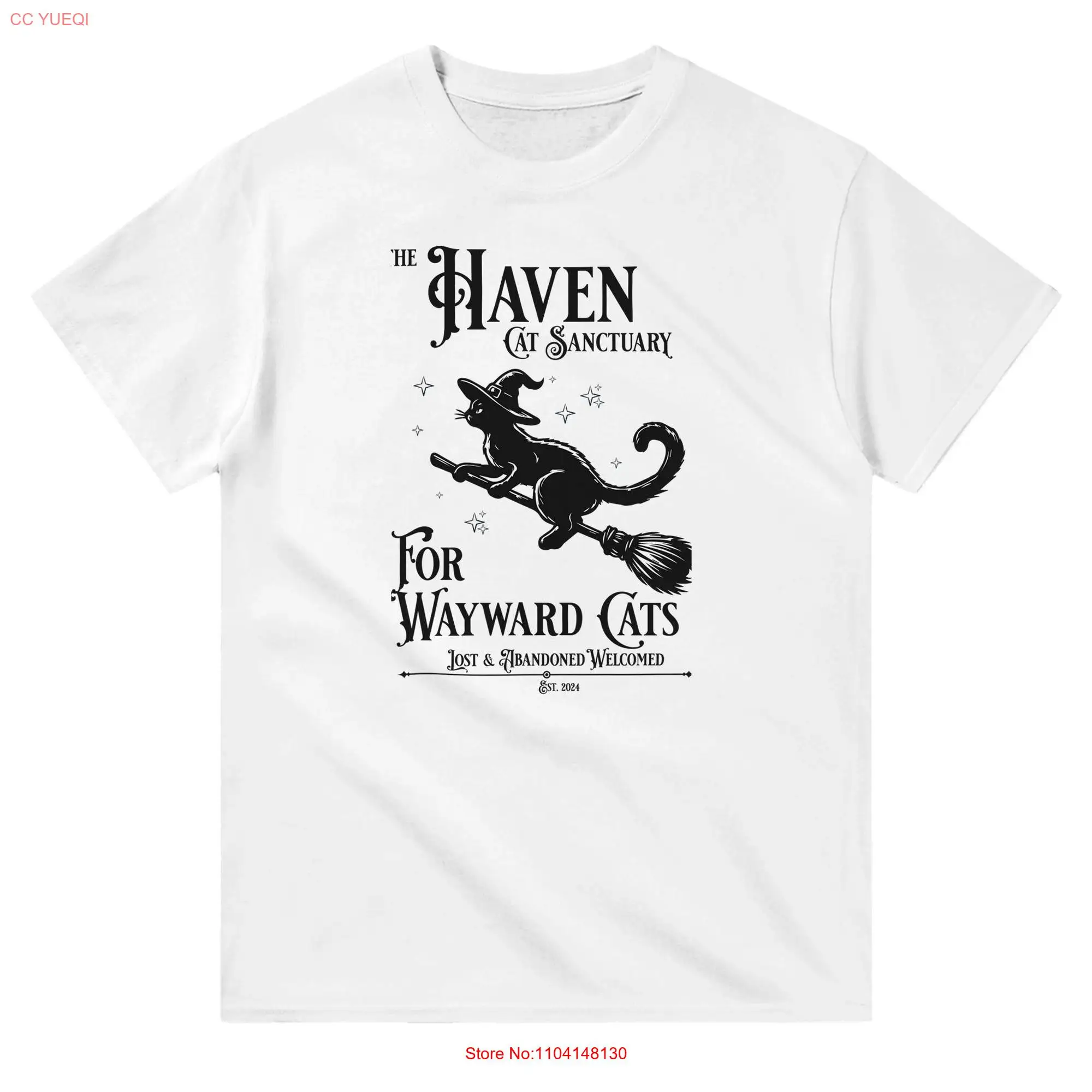 The Haven Cat Sanctuary for Wayward Cats Halloween T Shirt Sizing long or short sleeves