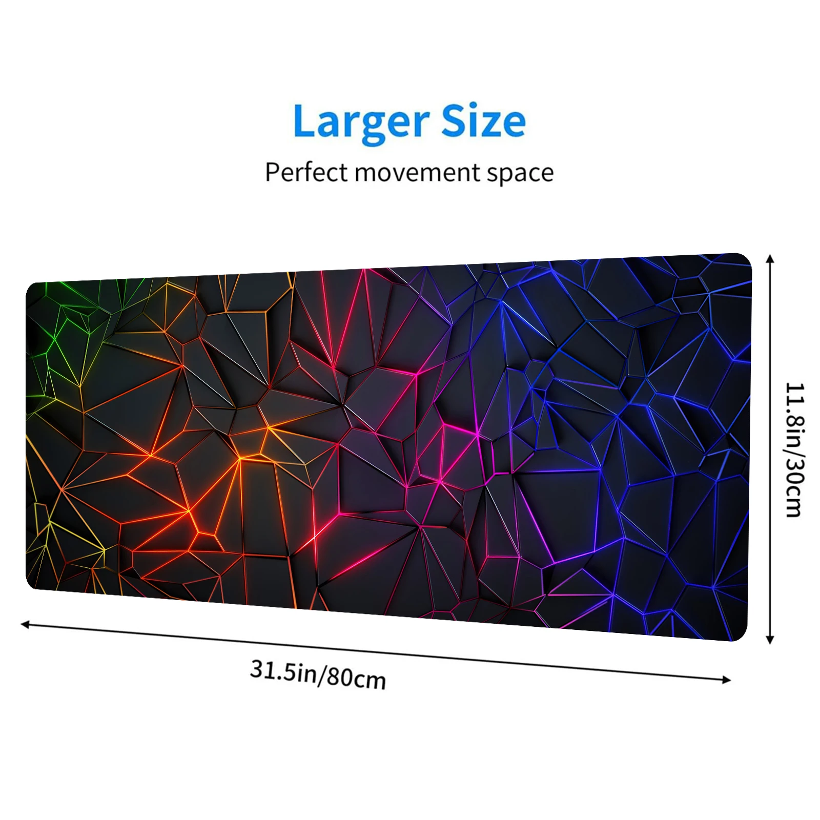 Cool Geometric Stripes Keyboard Mouse Pad Desk Mat, 3D Gaming Mouse Pad for Living Room and Bedroom, Home Decor for Gamers, Gift