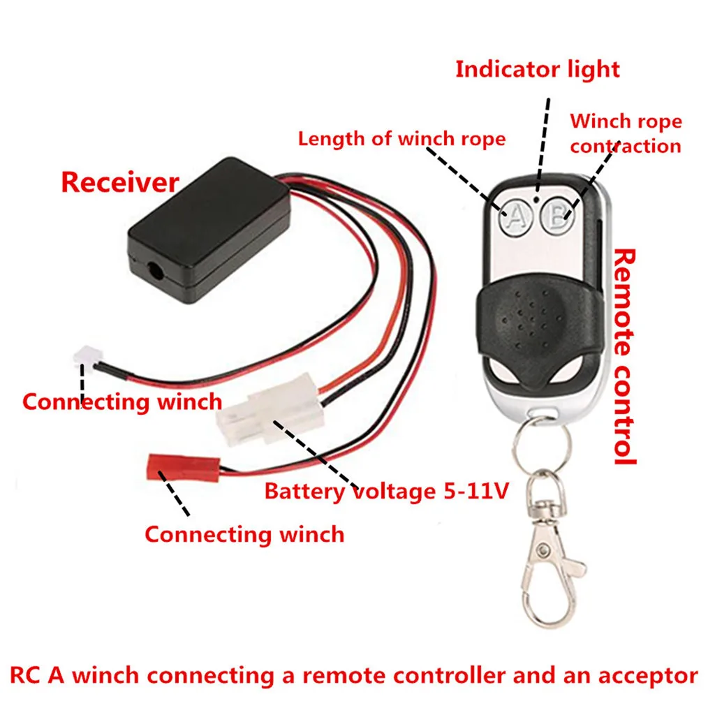 RC Wireless Remote Receiver Winch Controller Set for 1/10 RC Crawler Axial SCX10 90046 Redcat Gen8 TRX4 TRX6 MST CFX