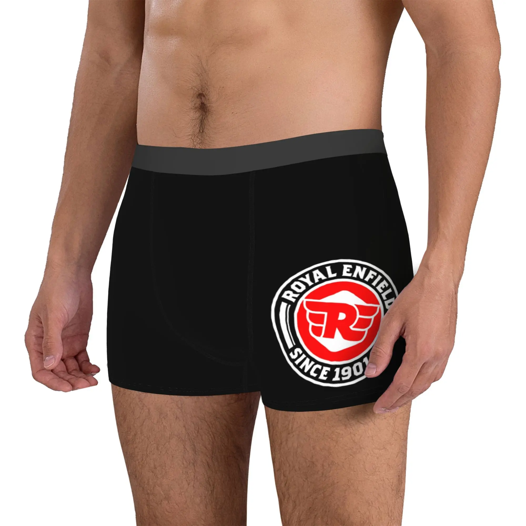 Customized Male Funny Royal-Enfields Motorcycle Race   Underwear Bicycles  Boxer Briefs Stretch Shorts Panties Underpants