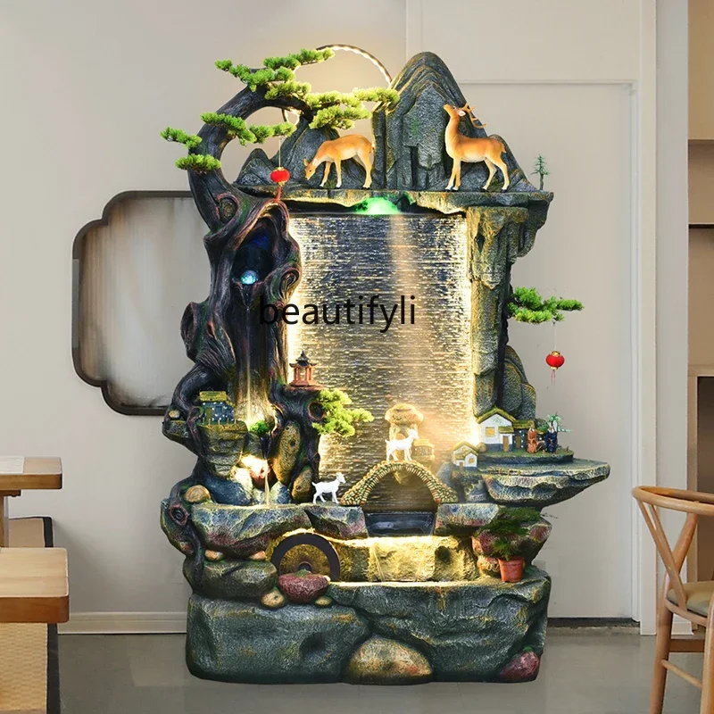 Artificial Mountain and Fountain Water Curtain Wall Landscape Furnishing Articles Lucky Opening Gifts Living Room Balcony