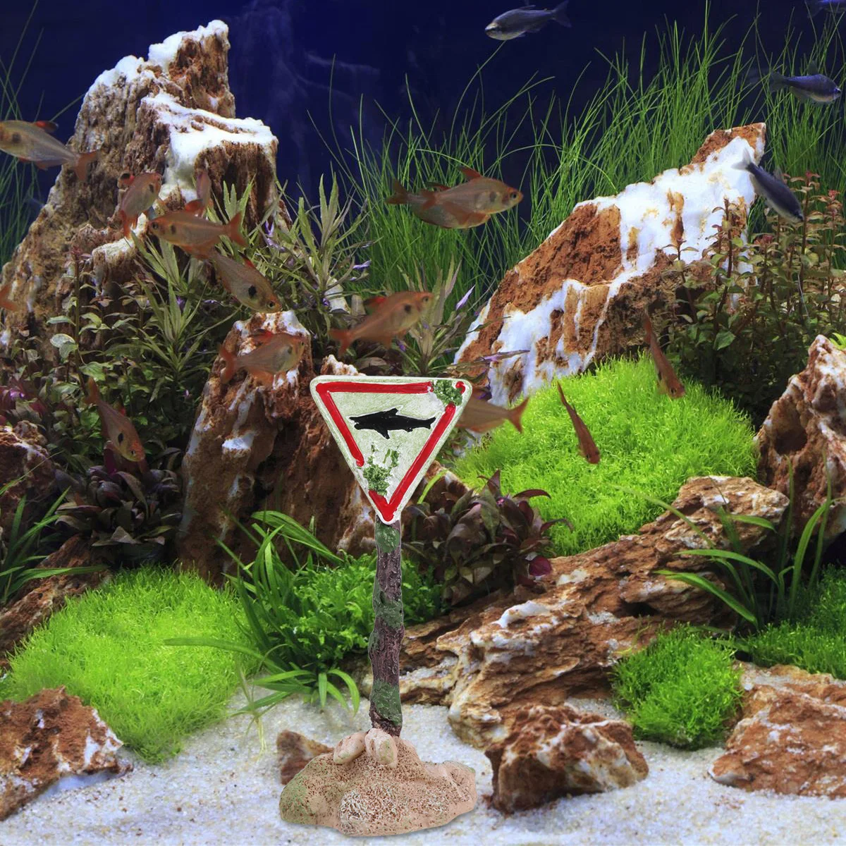 

Cartoon Resin Small Display Warning Sign Aquarium Decor Colorful Fish Tank Ornament Creative Artificial Aquarium Decoration Safe