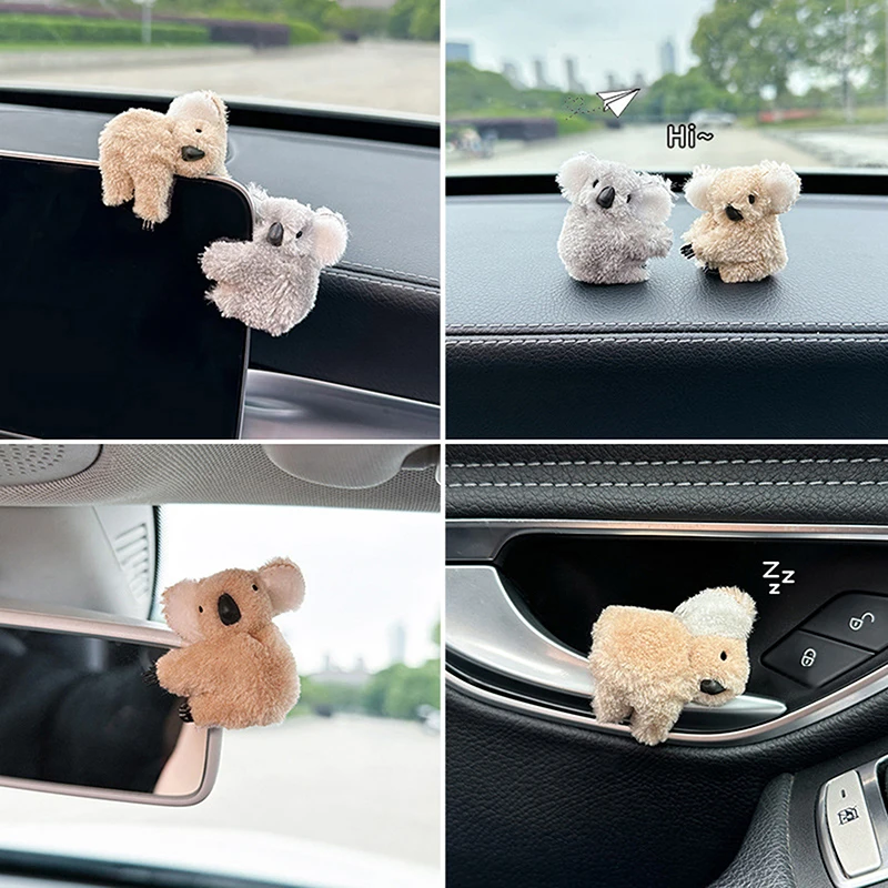 1Pcs Plush Cute Koala Doll Car Interior Decoration Auto Rearview Mirror Screen Decor Sun Visor Card Clip Gift Car Accessories