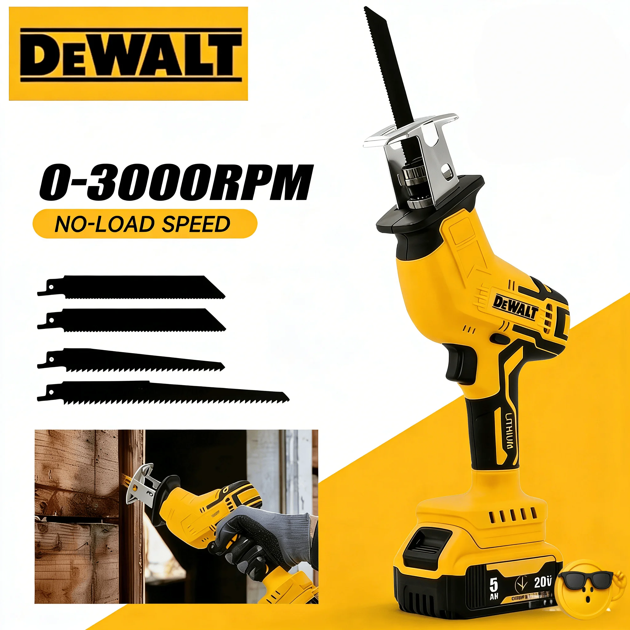 

Аккумуляторная сабельная пила Dewalt 20В, 2800 об/мин, бесщеточная, многофункциональная, для резки металла, дерева и труб, электроинструмент