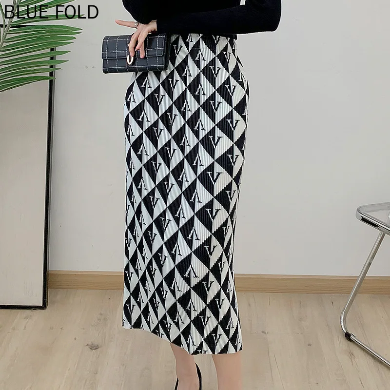 Elegant Pleated Skirt High-grade Pleated H-shaped Elastic Waist Long Skirt Women's Autumn and Winter All-match Pleated Skirt