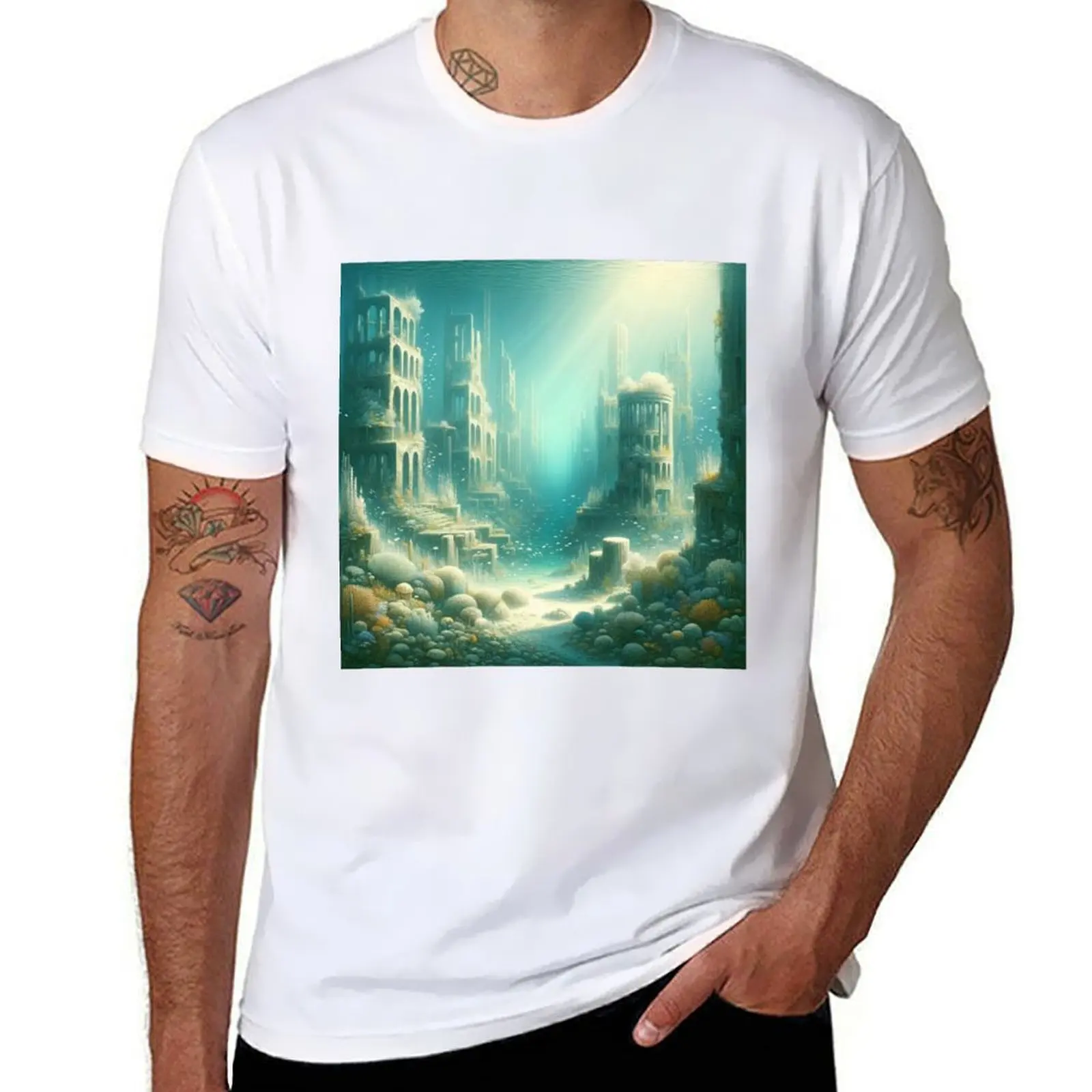 

Post Apocalyptical Cityscape Underwater #2 T-Shirt mens graphic t shirts funny t shirts man T-Shirt