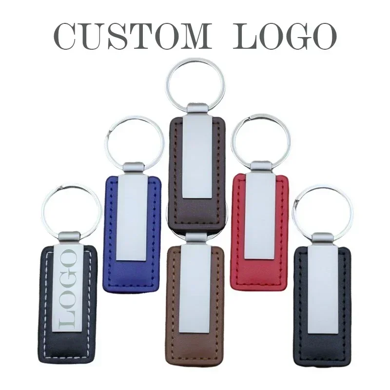 

Metal Stainless Steel Leather Car Moto Keychain Men and Women Keyring Custom Laser Engraving Name Logo Key Chain Ring Gift