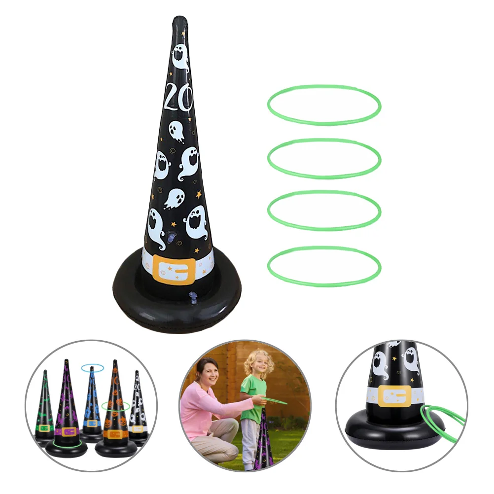 Inflatable Witch Hat Halloween Ferrule Outdoor Playset Rings Crawl Pvc Children Toys