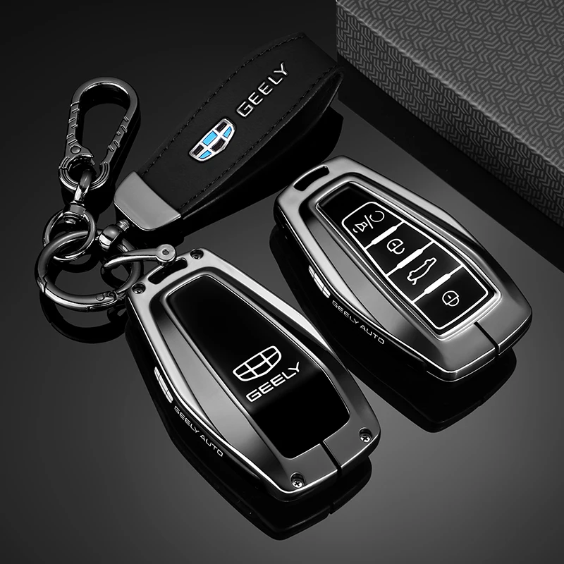 Premium Zinc Alloy Key Shell For Geely Emgrand Xingrui Coolray Borui Boyue Car Remote Key Cover Protector With Metal Key Holder