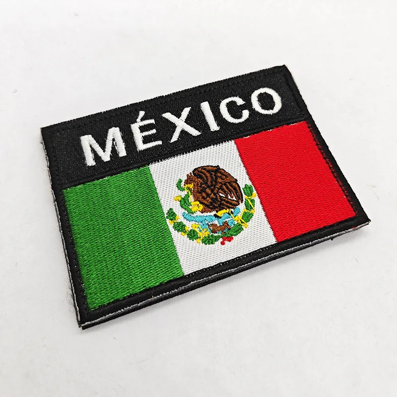 Mexico Flag Embroidered Hook and Loop Flag PVC Patches Mexico Hat and Bags Badges Outsourced Clothes Stickers Backpack Appliques
