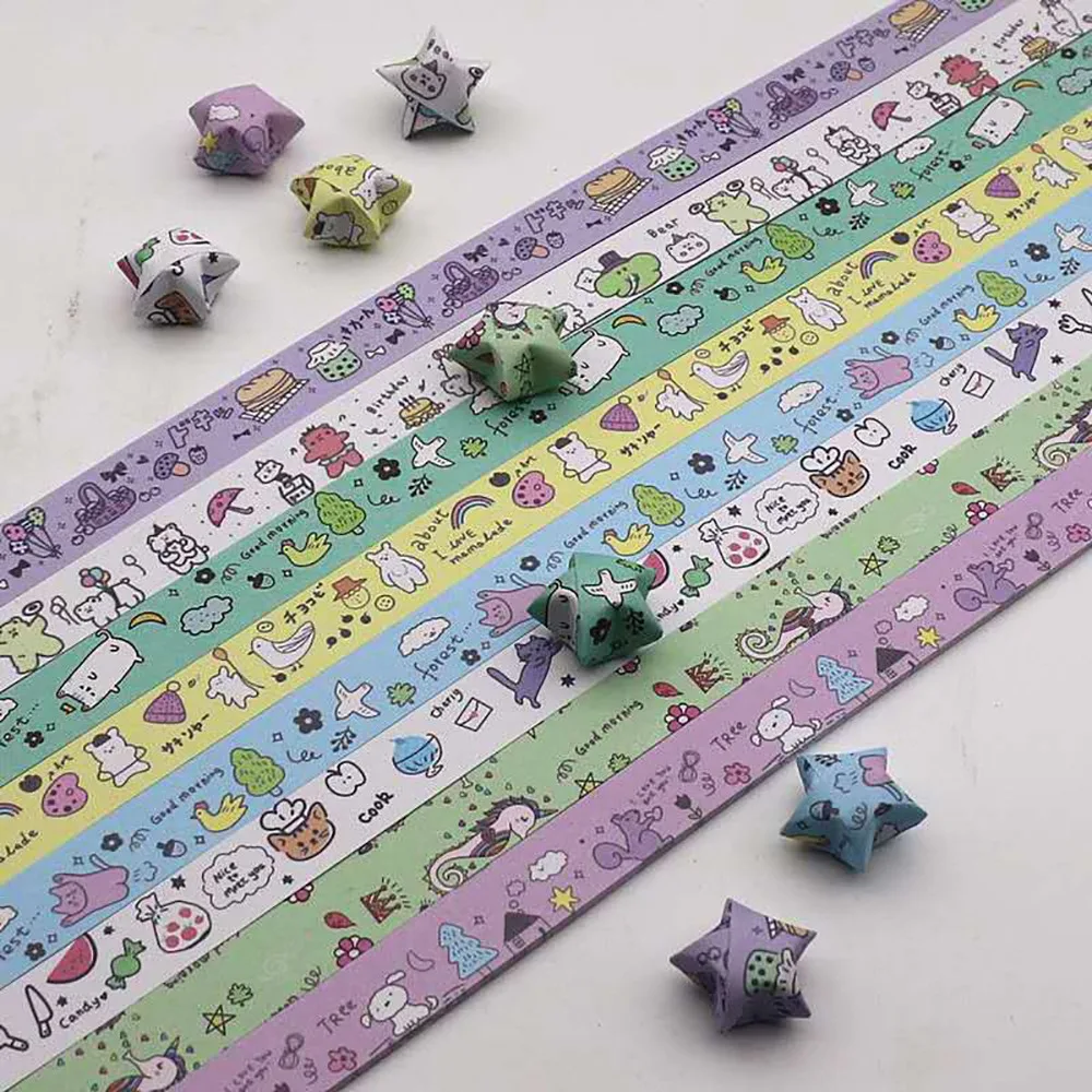 Star Paper Strips Origami Stars Paper Paper Craft Colorful Star Folding Paper Delicacy Lucky Cartoon Star Folding Paper Gift