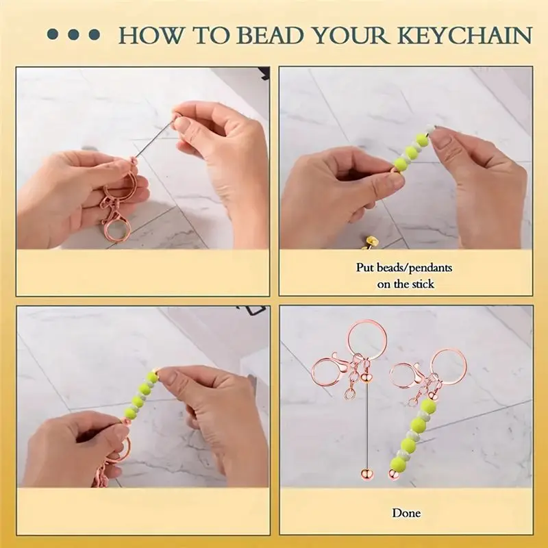 A15F-12 Pieces Metal Beadable Keychain Bars Blanks For Beads Pendant Jewelry Charms DIY Crafts Keychains Making Gift