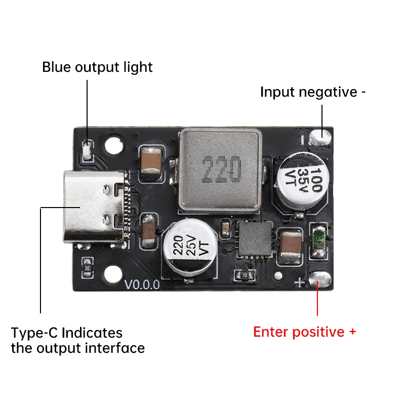 PD65W Fast Charging Module 8~30V DC to USB Type C PD 3.1 QC3.0 Fast Charge Step-Down Power Module Quick Charge Adapter