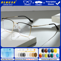 BLMUSA Business Photochromic Reading Computer Glasses Anti Blue Light SquarePrescription Eyeglasses Myopia Hyperopia Sun Glasses