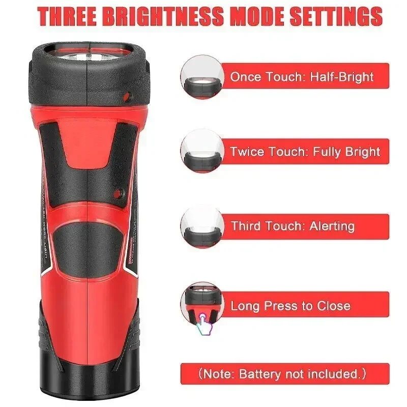 Flashlight Handheld LED Light Rechargeable Lamp Flash Light  For Milwaukee M12 10.8V 12V Li-ion Battery （Without Battery）