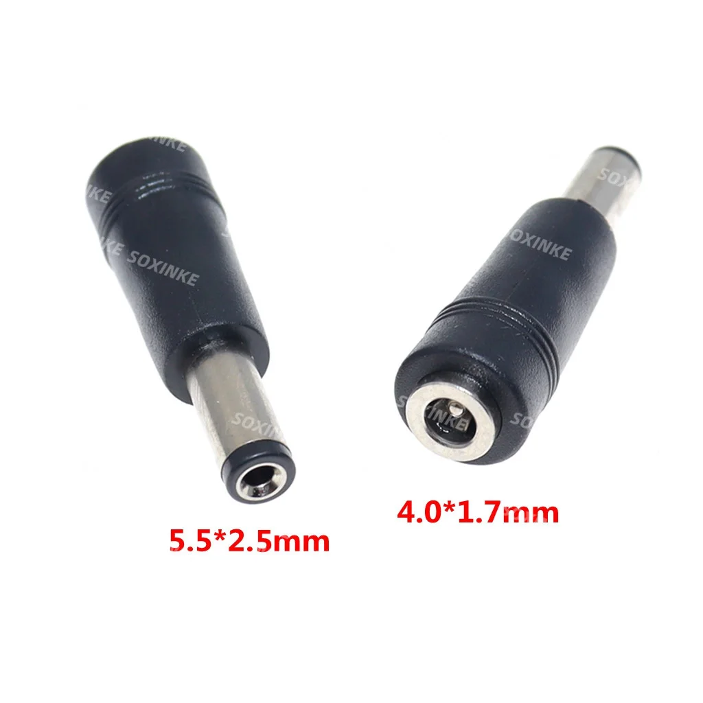 DC電源アダプタコネクタプラグ、メス変換ヘッドジャック、オス電源プラグ、黒、4.0x1.7mm、5.5x2.1mm、5.5x2.5mm、5個