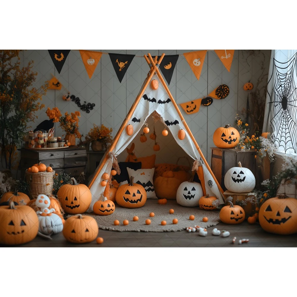 Fantastic Halloween Party Photography Backdrops Forest Tent Baby Photocall Background Studio Photobooth Decoration Props