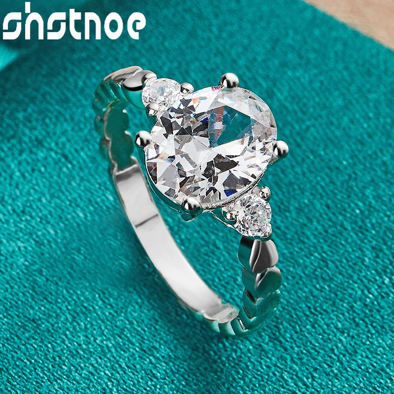 

SHSTONE 925 Sterling Silver Square AAA Zircon Ring For Women Engagement Bridal Wedding Bands Charm Fashion Party Jewelry Gifts