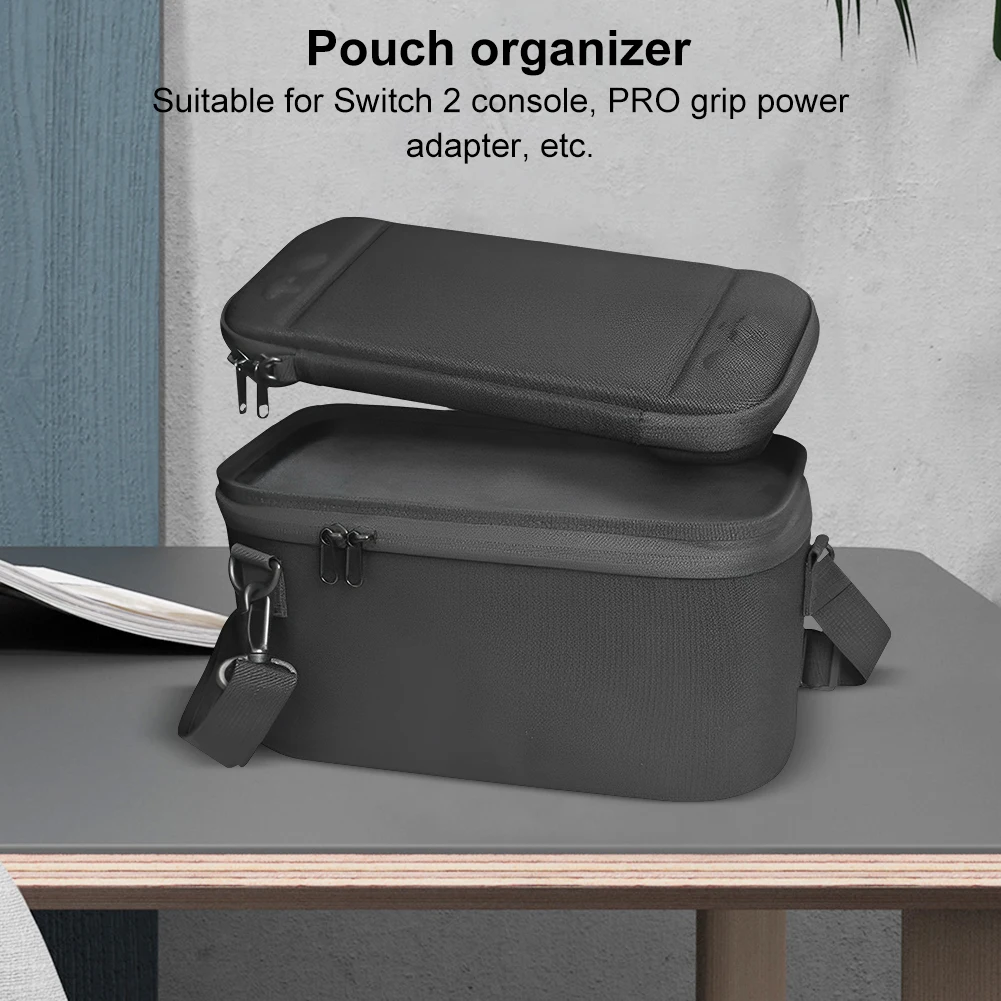 Portable Storage Bag Shockproof Handheld Game Console Case 2 in 1 Hard Shell Storage Bag for Switch 2 Console Base Power Adapter