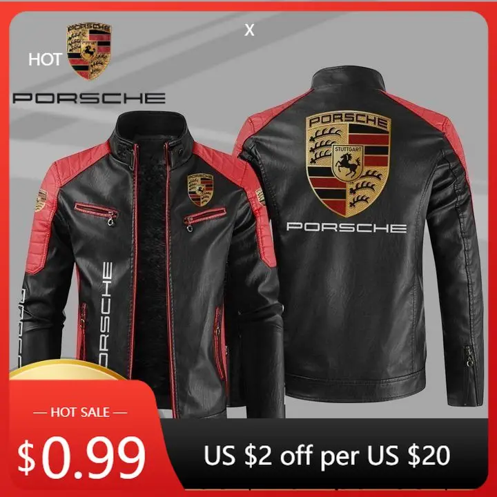 

Car Sticker For Porsche For Porsche Car New Model Leather Jacket Auto Protective Clothing Riding Jacket Sport Windbreaker Long S