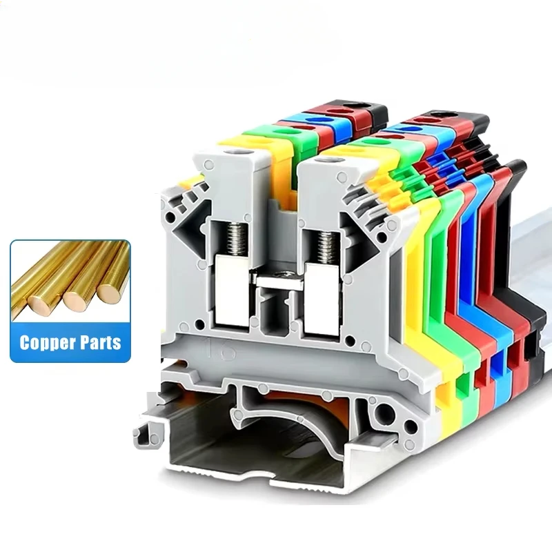 10/100pcs 32A UK2.5B DIN Rail Terminal Block Clamp 7 Colors Screw Connector 800V UK-2.5N 2.5mm Square Universal Screw Connectors