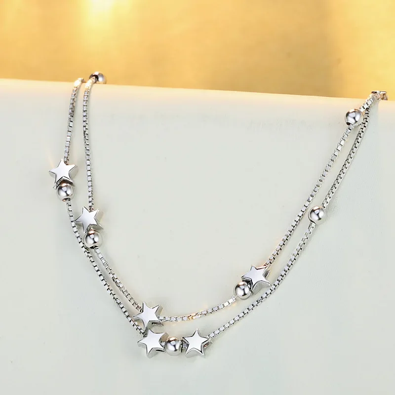 Fine Oryginalny luksusowy 925 sterling silver charm gwiazdy łańcuszek Bransoletki dla kobiet impreza Ślub zaręczyny Biżuteria prezenty 20cm — zdjęcie 5