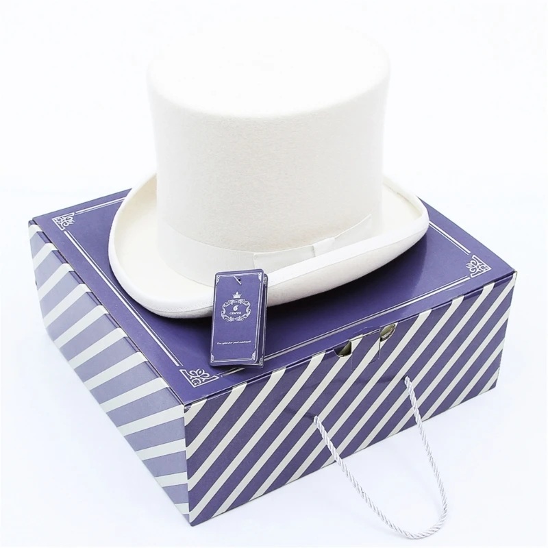 Western Top Hat Wide Brim Fedora Hat Gift for Boyfriend Top Hat Short Brim