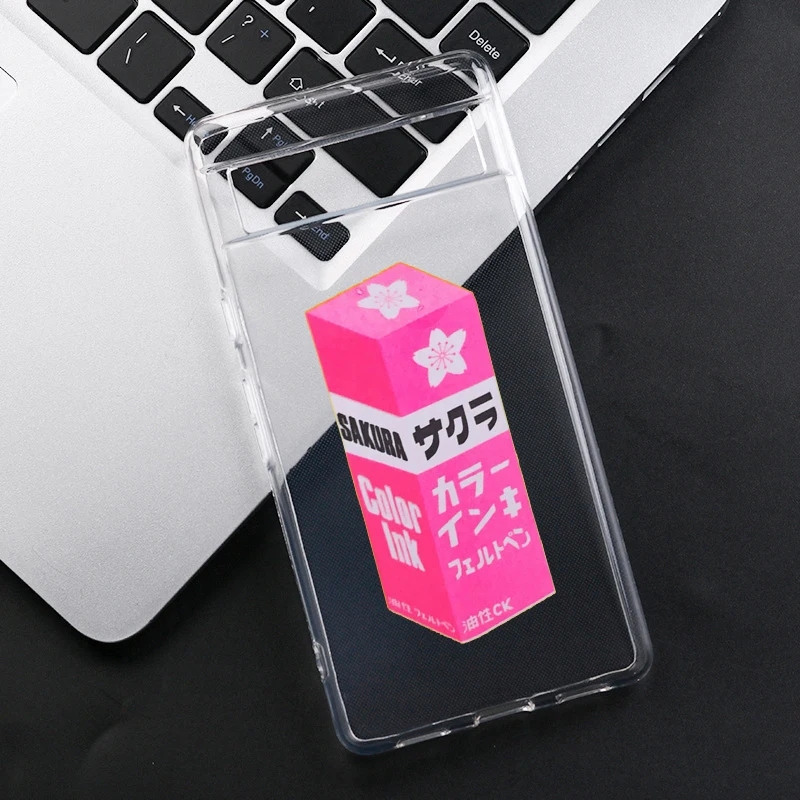Funny Cute Pink Drink Bottle Sardine Tomato Phone Case For Google Pixel 8A 8 Pro 6 6A 5G 7 Pro 7A Clear Soft TPU Cover Fundas