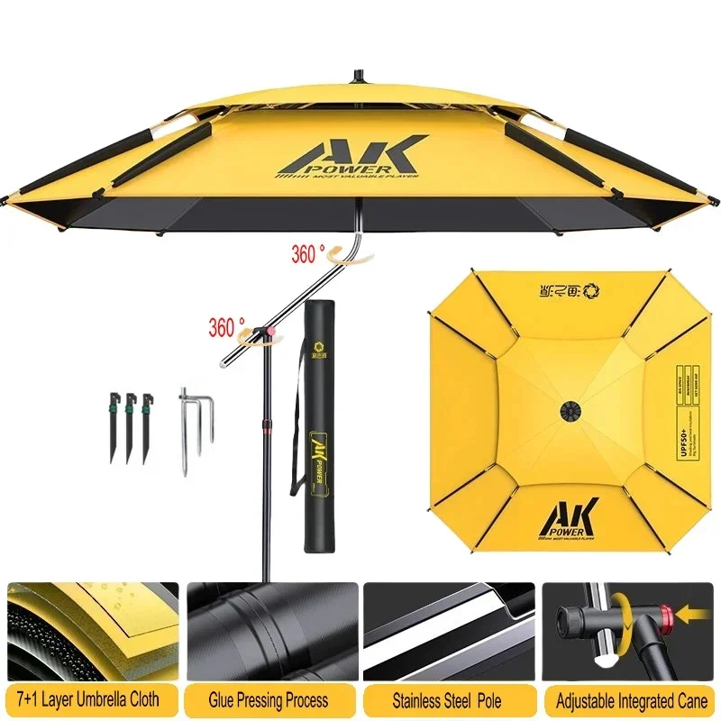 

Large Fishing Umbrella New Version Adjustable Integrated Cane Octagonal Parasol Outdoor Courtyard Beach Camping Sun Shelter