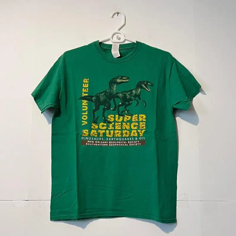 تي شيرت رجالي عتيق مقاس M Green New Orleans Geological Society Dinosaur