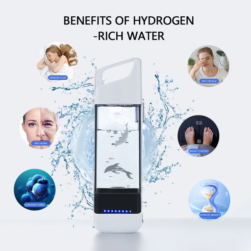 Ioniseur d'hydrogène SPE et PEM, bouteille d'eau riche en hydrogène I8, générateur d'eau portable, supporter ficateur d'eau par inhalation HDJ, mode 2 en 1