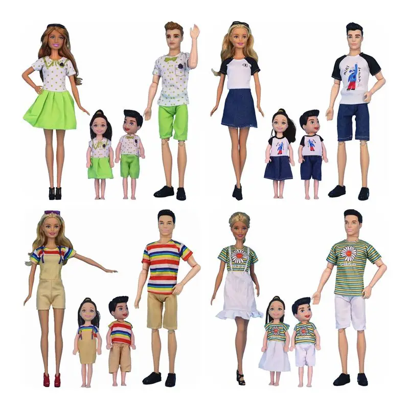 Doll Clothes Mini Dress Fashion Wear Kids Toys Lover Couple Family Garment Doll Accessories For Barbie Ken DIY  Birthday Gifts