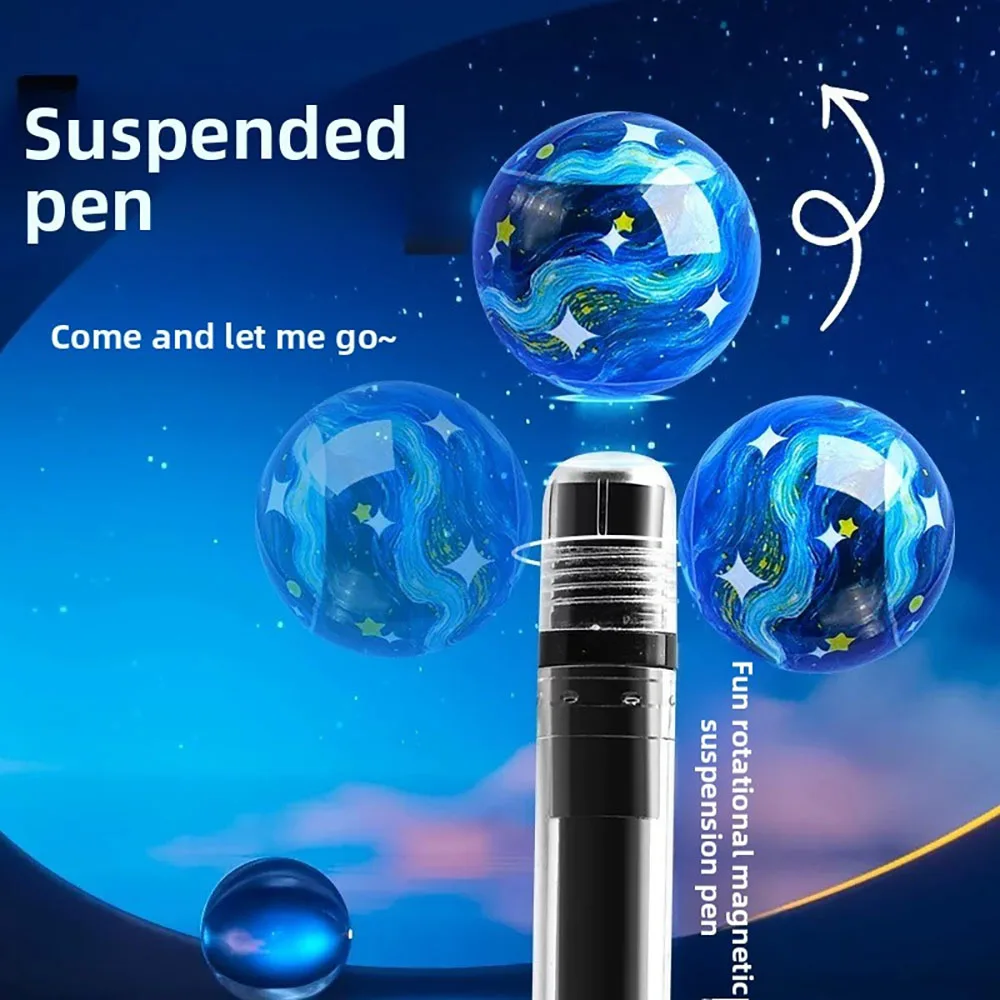 

720 ° Rotating Starry Sky Magnetic 0.5 Needle Creative Black Pen Magnetic Suspension Neutral Pen Decompression Brushing Pen