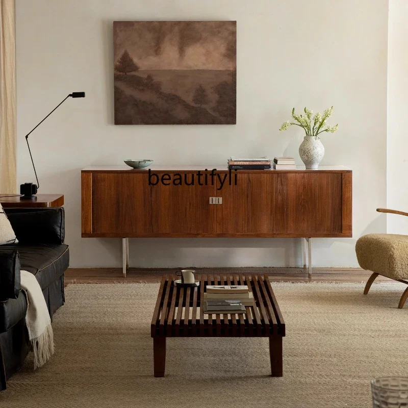 

ss8350 Medieval retro style designer dining room dining side cabinet living room rolling shutter door storage storage TV cabinet