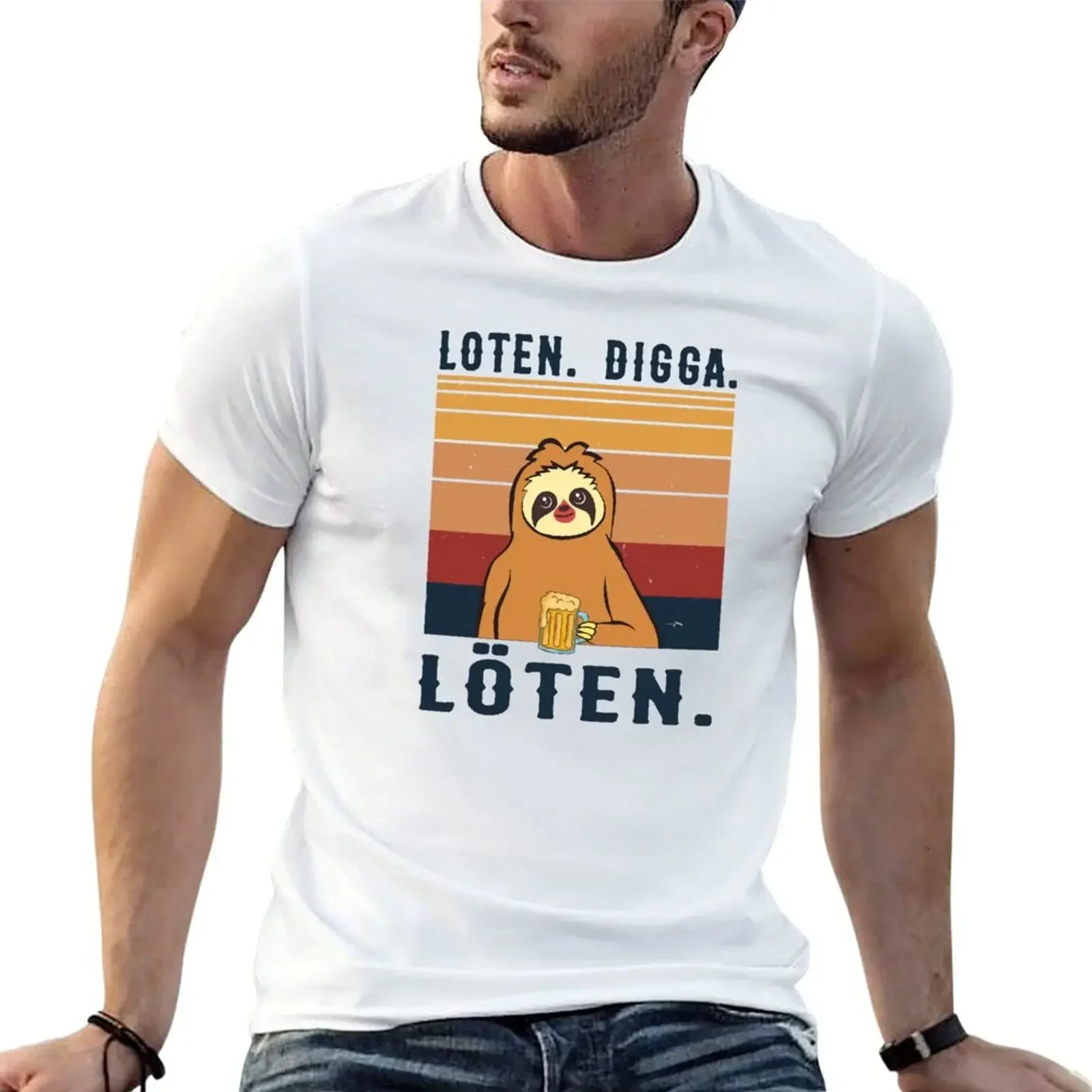 L?ten Digga Loten Faultier Bier Saufen T-Shirt new edition oversized t shirts for men