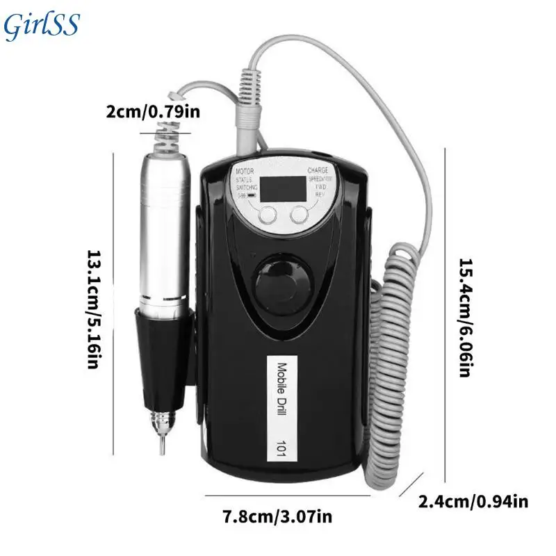 Professional Manicure Drill 30000 RPM USB Rechargeable Portable Low Noise T4MB