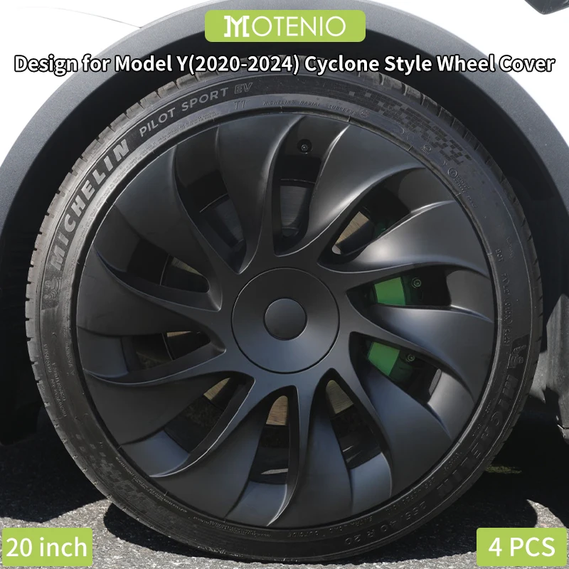 

20-дюймовый колпак в стиле Cyclone, 4 шт., полная крышка обода, аксессуары, сменная крышка ступицы, дизайн колеса для Tesla Model Y 2020-2024