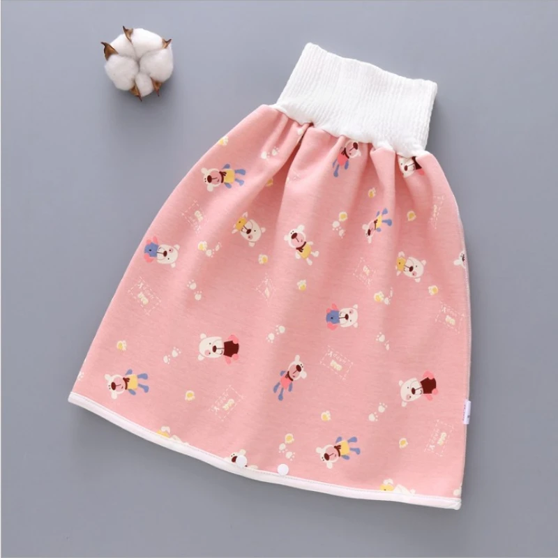 Jupe de Couche en Coton pour Enfant de 0 à 12 Ans, Pantalon Réutilisable d'Urine Imperméable avec Motif de Dessin Animé, Anti-fuite Latérale, Respirant