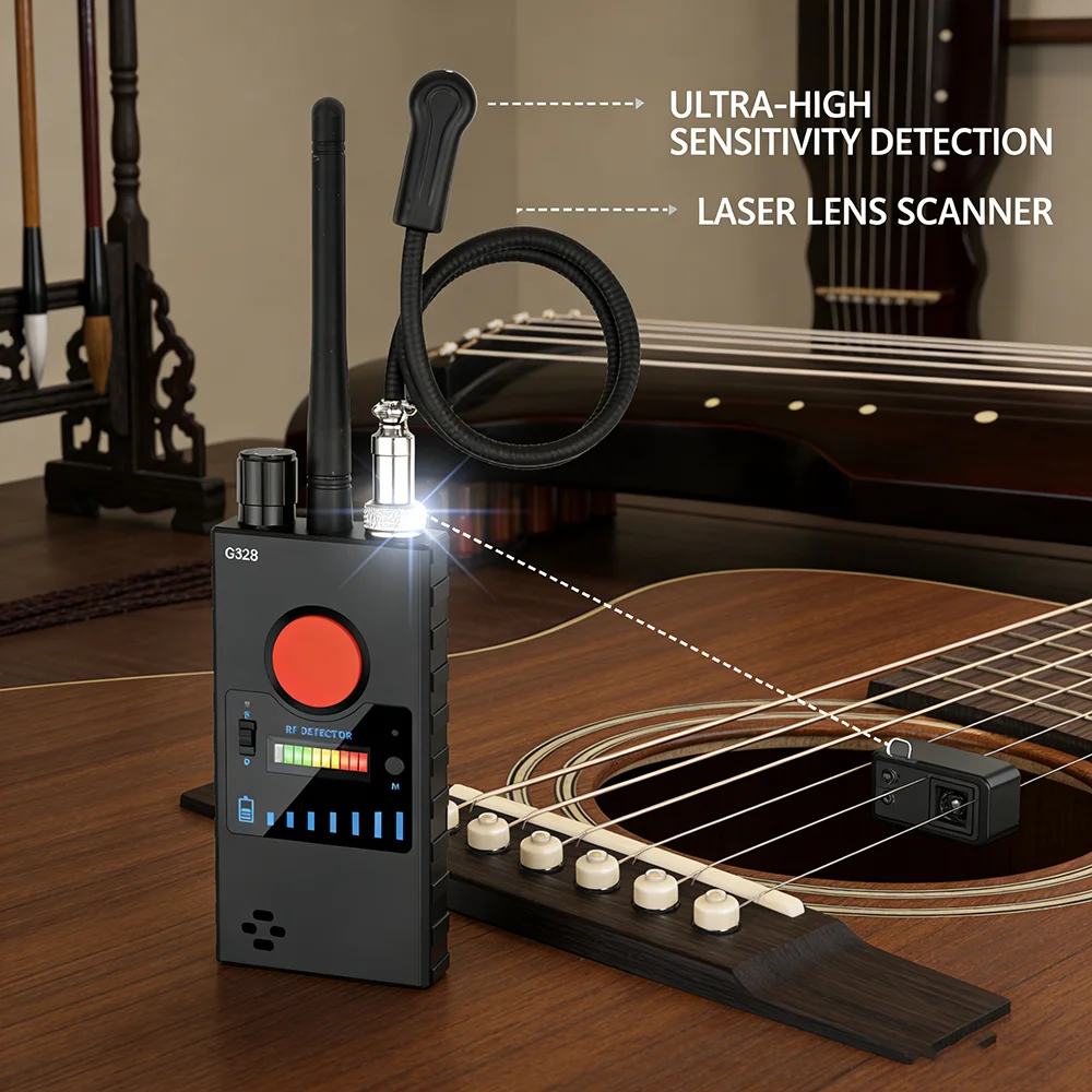 G328 Ultra-high Sensitivity Bug Detect Anti-spy RF Signal Detector Laser Lens Finder GSM GPS Tracker Wireless Spy-Camera Scanner