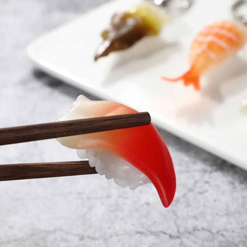 سلسلة مفاتيح محاكاة سوشي مزيفة ، كرة أرز ، موديل سمك السلمون ، تزيين الطعام ، بولي كلوريد الفينيل المضحك ، هدية متدلية ، 1 من من من #4