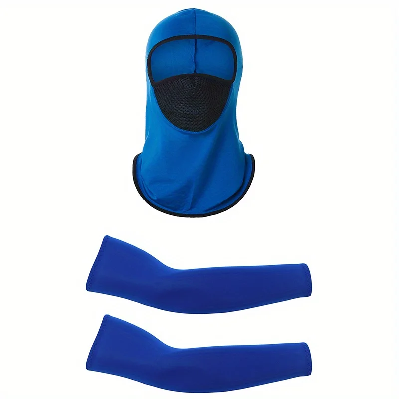 2pcs/set Men Summer Outdoor Cycling Sun Protection Mask Breathable Hat Cap Oversleeve Set