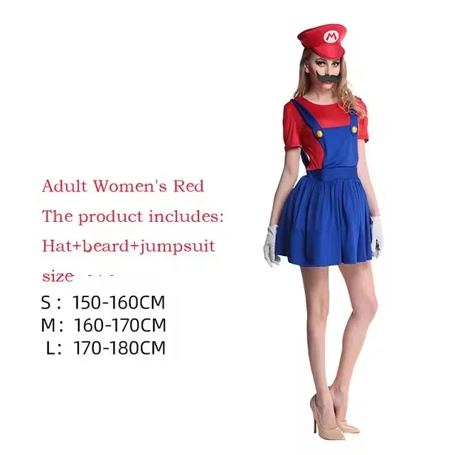 Vermomming Mannen Luigi Deluxe Volwassen Kostuum Super Brothers Kostuum Cosplay Fancy Dress Outfit Halloween dames met Hoed en Snor