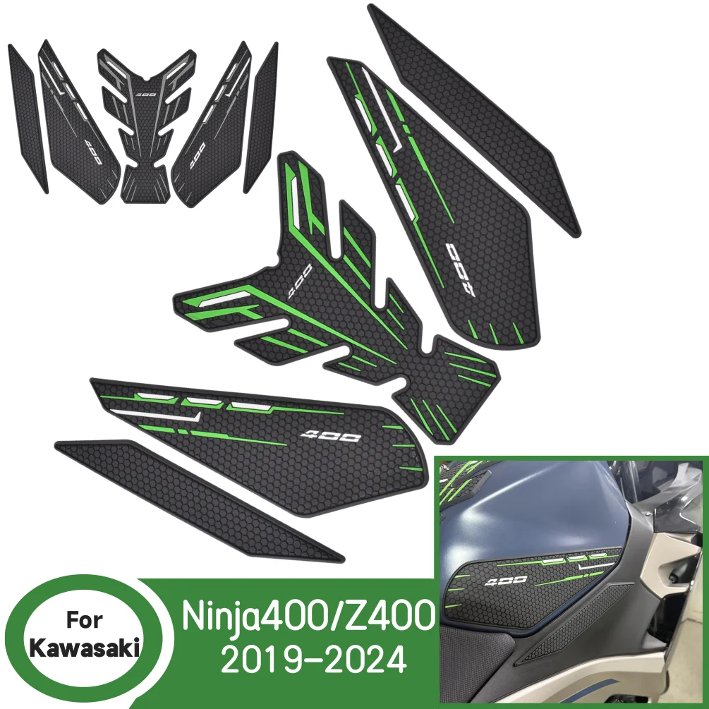 Ninja400 Z400 Anti Slip Fuel Tank Stickers Gas Cap Oil Protect Pad For Kawasaki Ninja 400 2019-2024 2023 Motorcycle Accessories