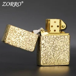 ZORRO 902  Five-face Carving Constantine Cross Brass Kerosen  Lighter