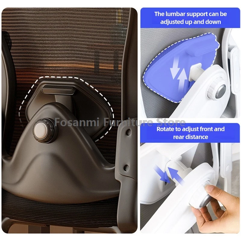 เก้าอี้คอมพิวเตอร์สำนักงานตาข่ายระบายอากาศแบบปรับได้เก้าอี้เล่นเกมที่บ้านแบบโค้งเท้าคงที่สะดวกสบายพร้อมเก้าอี้โต๊ะเกมเมอร์รองรับเอว