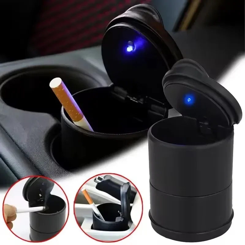 1pcs Car Ashtray Portable Car LED Ashtray Universal Auto Ashtray Cigarette Ash Holders Cup Car Interior Decor Auto Accessories